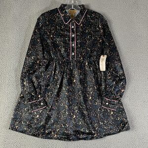 Wrangler Satin Pearl Snap Top Girl XL Black Shirt Moon Whimsigoth Witchy Western